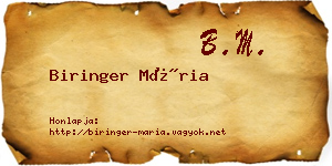 Biringer Mária névjegykártya